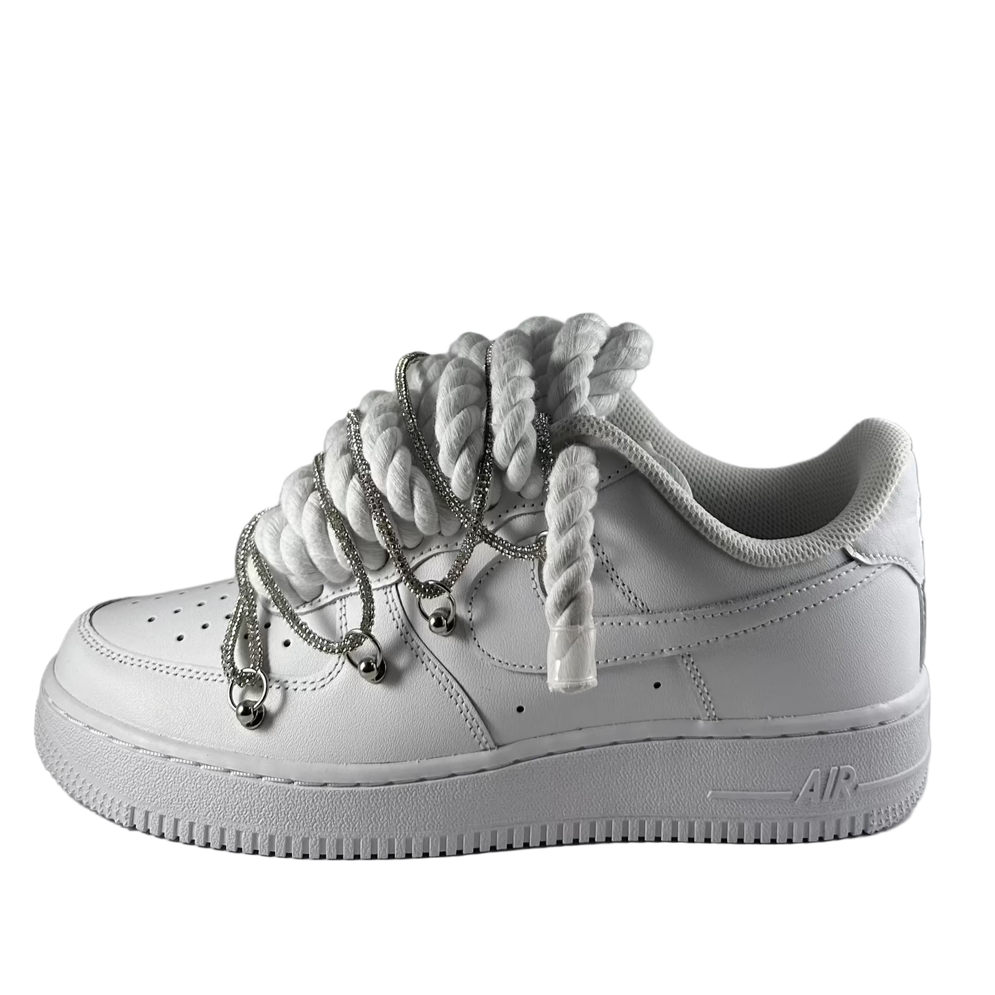 AF1 JRopes Weiß Double Laced Iced