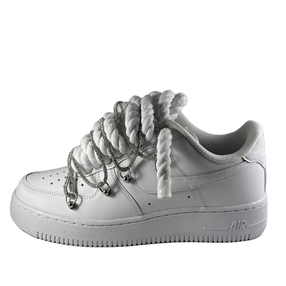 AF1 JRopes Weiß Double Laced Iced