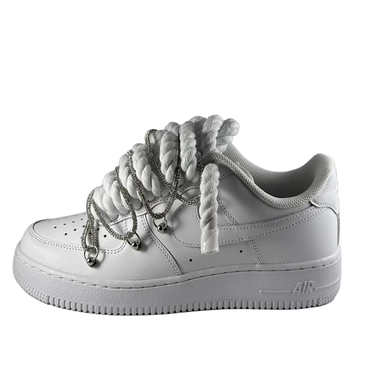 AF1 JRopes Weiß Double Laced Iced