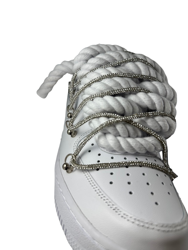 AF1 JRopes Weiß Double Laced Iced