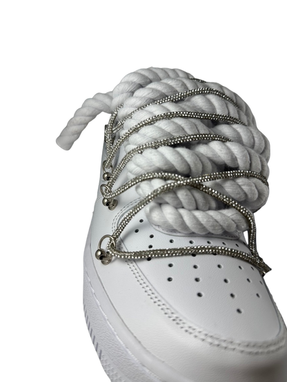 AF1 JRopes Weiß Double Laced Iced
