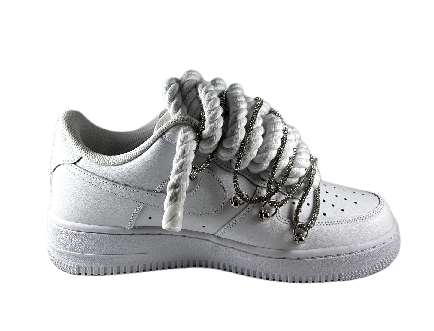 AF1 JRopes Weiß Double Laced Iced